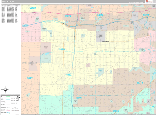 West Allis, WI Wall Map